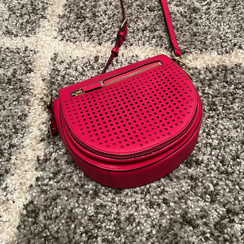 REBECCA MINKOFF ASTOR PERFORATED
SADDLE BAG in BERRY